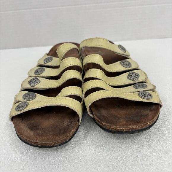 Dansko Janie Slide Sandals Size EU 38 Leather Light Beige Adjustable Strappy - Picture 4 of 10